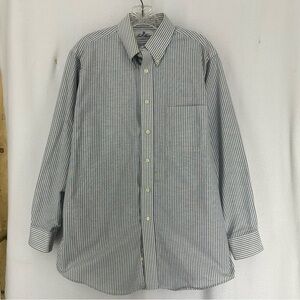 Bill Blass Long Sleeve Button Down Striped Shirt Mens 15.5 Gray